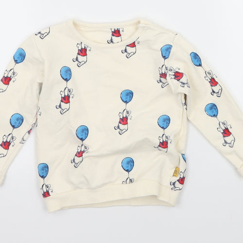 Marks and Spencer Baby Ivory Geometric Jersey Pullover Jumper Size 12-18 Months  - Winnie the Pooh