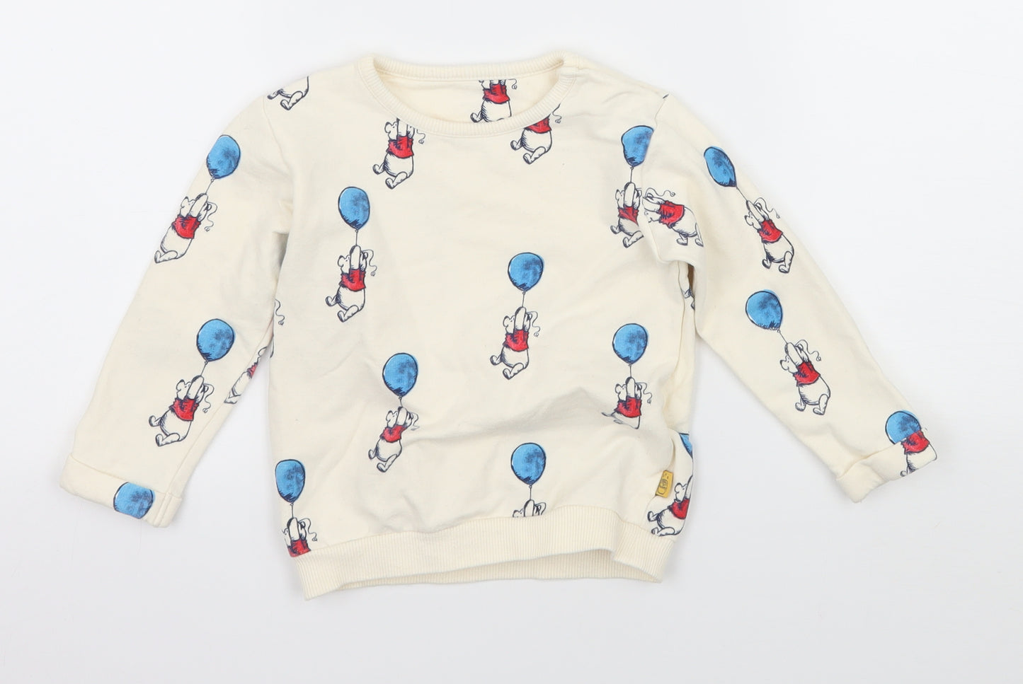 Marks and Spencer Baby Ivory Geometric Jersey Pullover Jumper Size 12-18 Months  - Winnie the Pooh