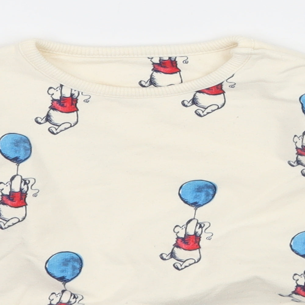 Marks and Spencer Baby Ivory Geometric Jersey Pullover Jumper Size 12-18 Months  - Winnie the Pooh