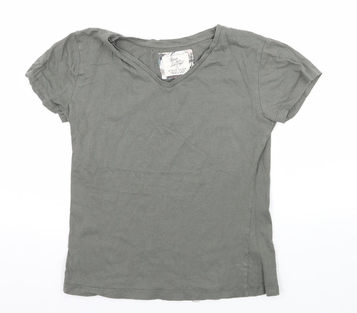 Love to Lounge Womens Green Solid Jersey Top Pyjama Top Size 6