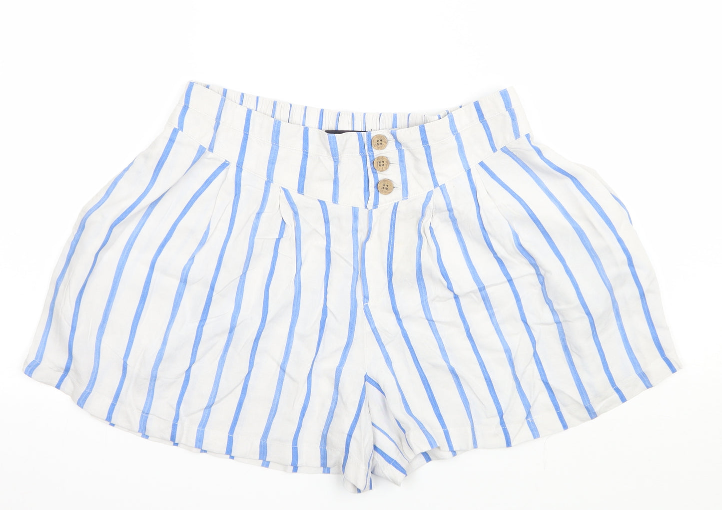 Marks and Spencer Womens White Striped  Hot Pants Shorts Size 10