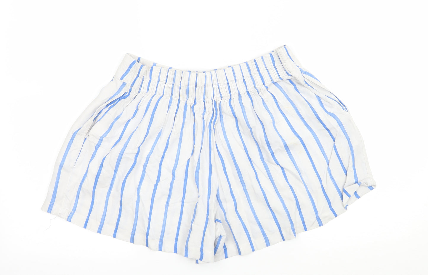 Marks and Spencer Womens White Striped  Hot Pants Shorts Size 10