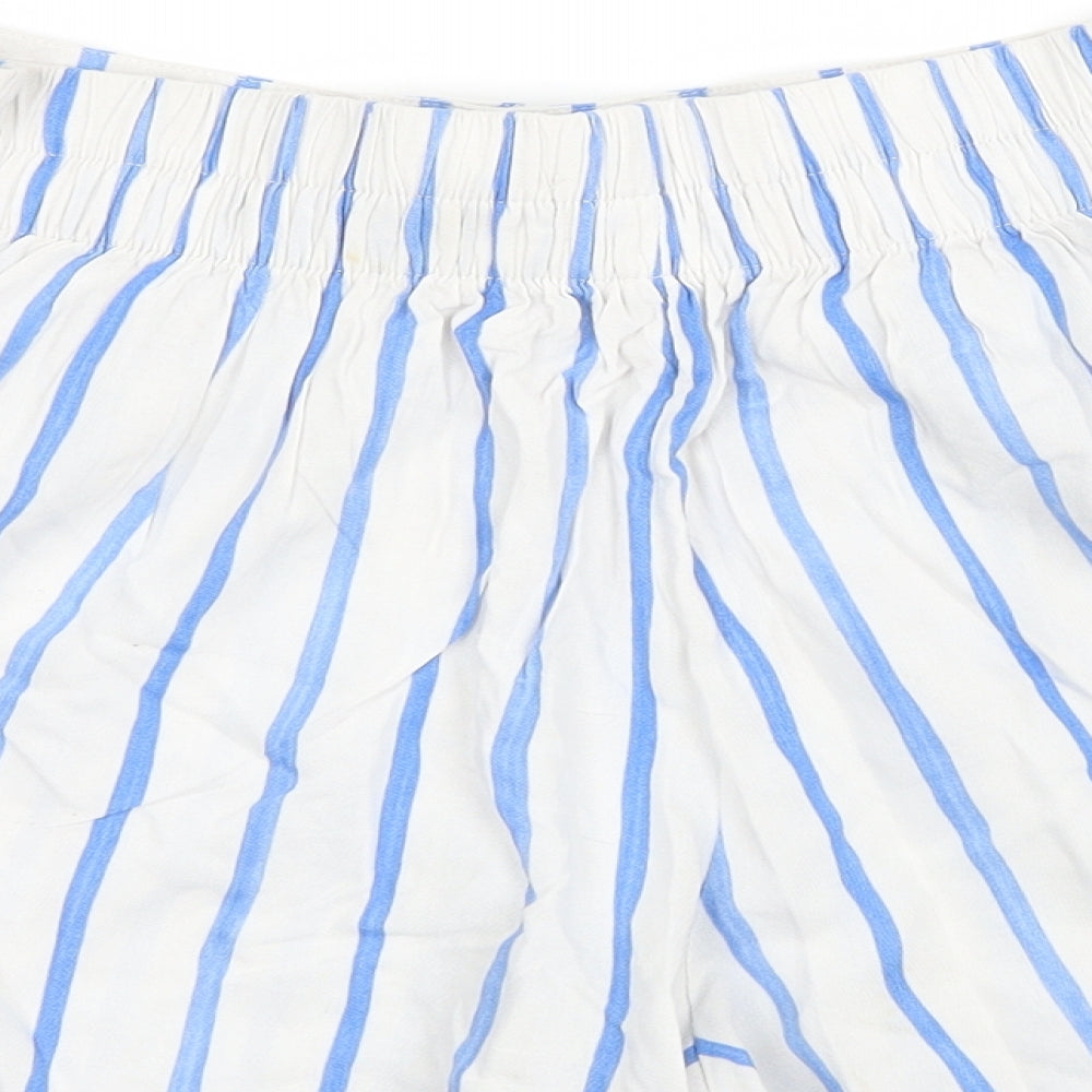 Marks and Spencer Womens White Striped  Hot Pants Shorts Size 10
