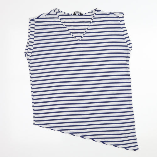 F&F Womens White Striped Jersey Basic T-Shirt Size 12