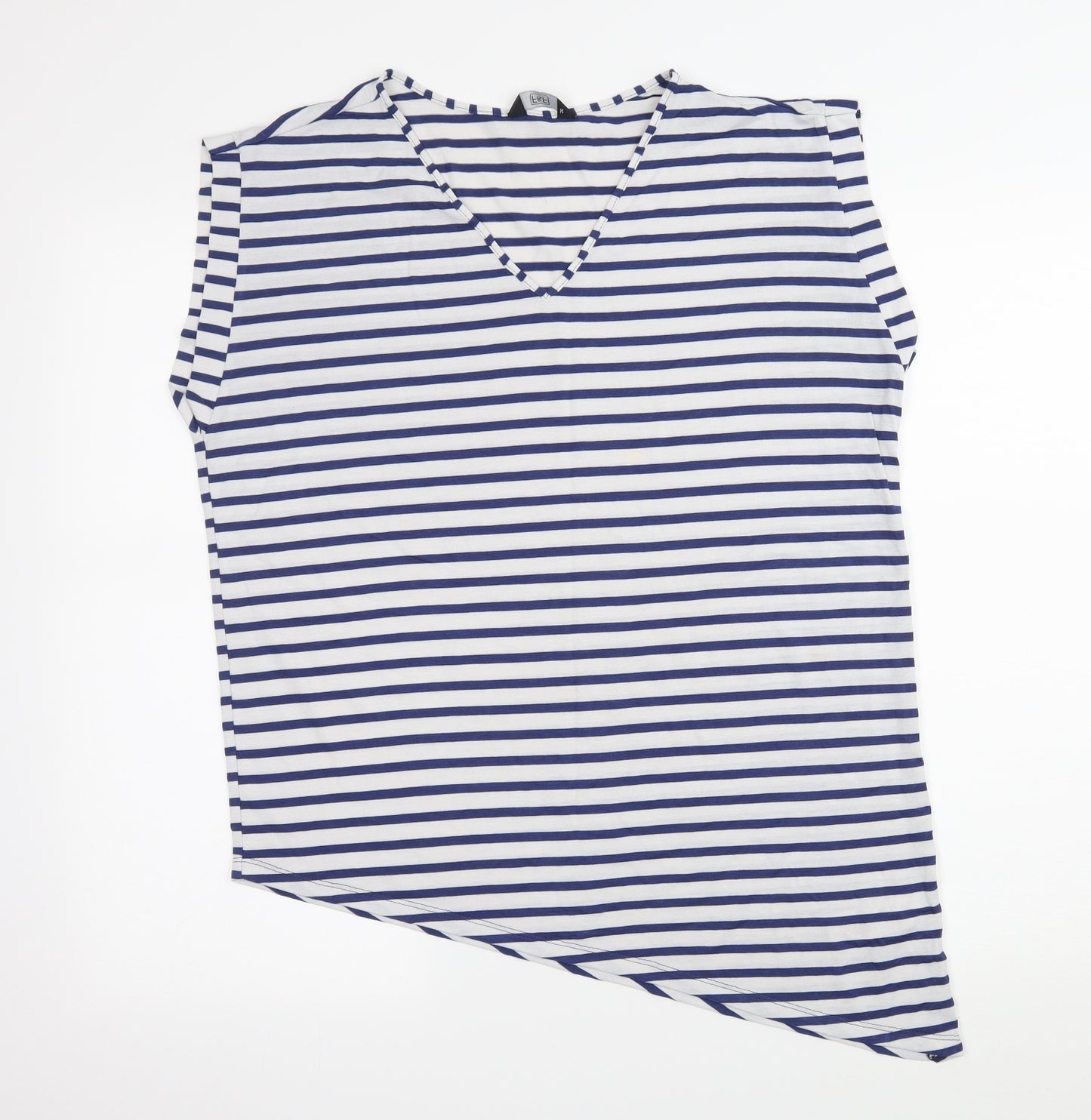 F&F Womens White Striped Jersey Basic T-Shirt Size 12