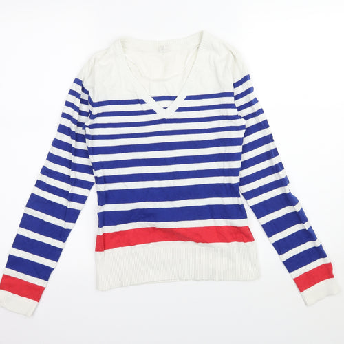Kiabi Womens White Striped Knit Pullover Jumper Size M