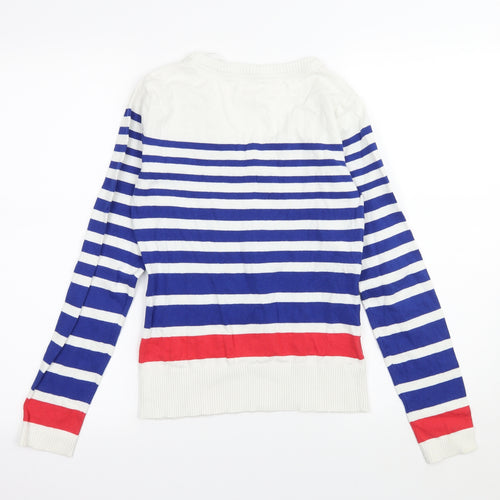 Kiabi Womens White Striped Knit Pullover Jumper Size M