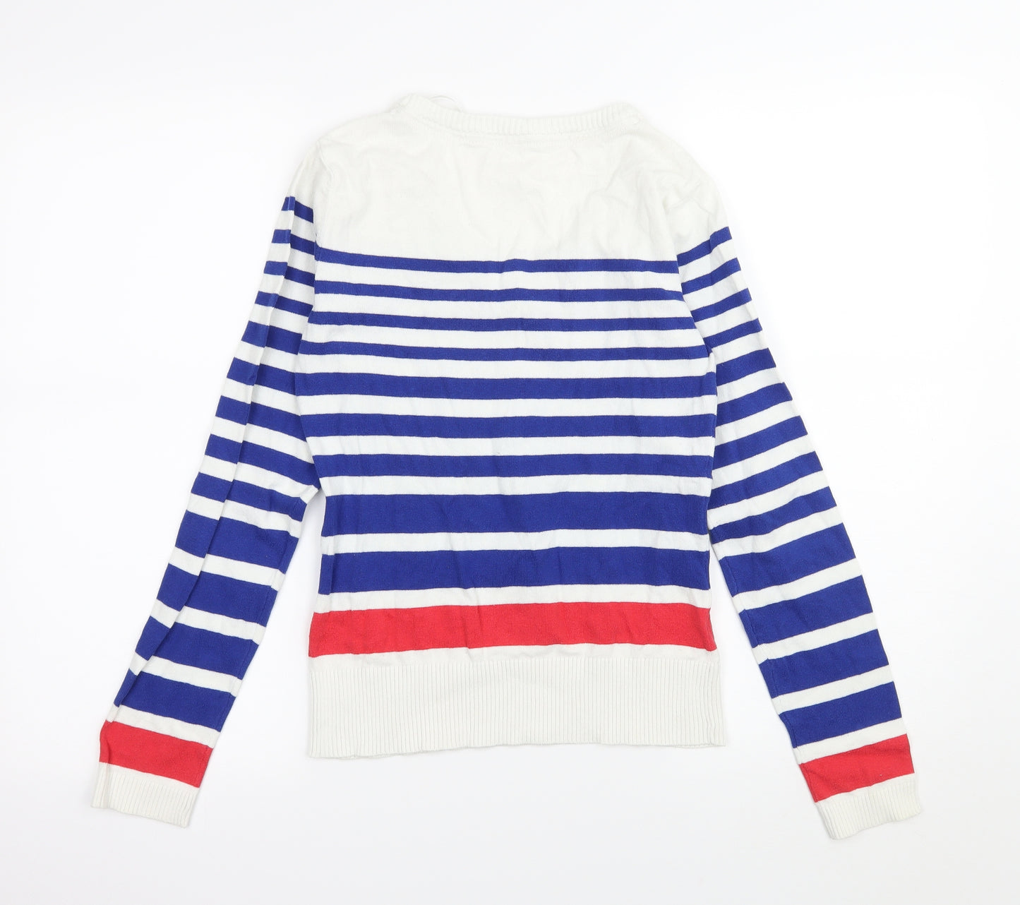 Kiabi Womens White Striped Knit Pullover Jumper Size M