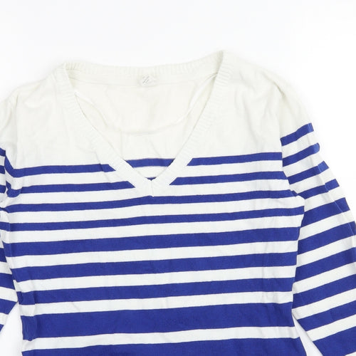 Kiabi Womens White Striped Knit Pullover Jumper Size M