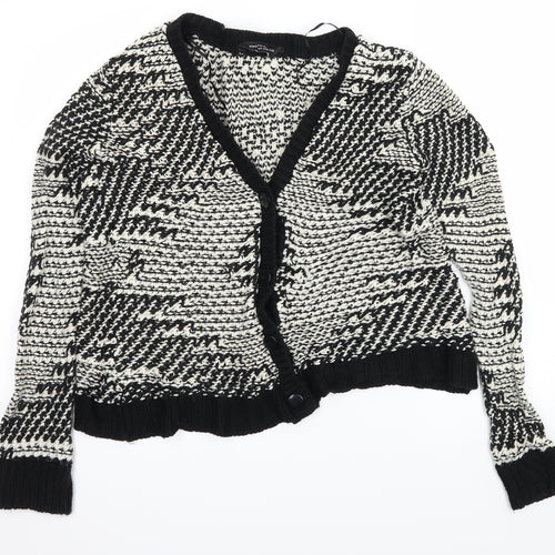 Dorothy Perkins Womens Black Geometric Knit Cardigan Jumper Size 6