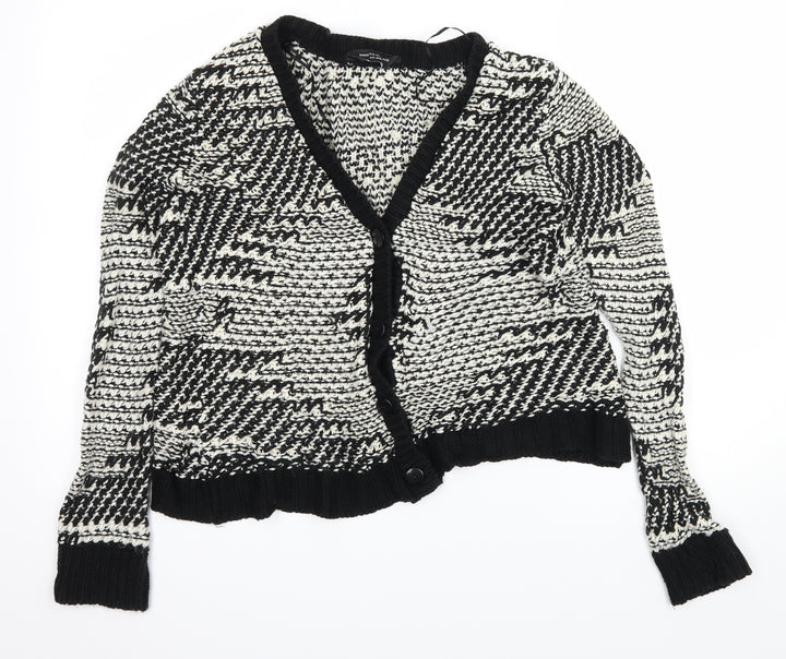 Dorothy Perkins Womens Black Geometric Knit Cardigan Jumper Size 6