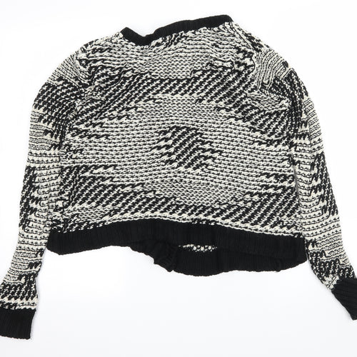Dorothy Perkins Womens Black Geometric Knit Cardigan Jumper Size 6