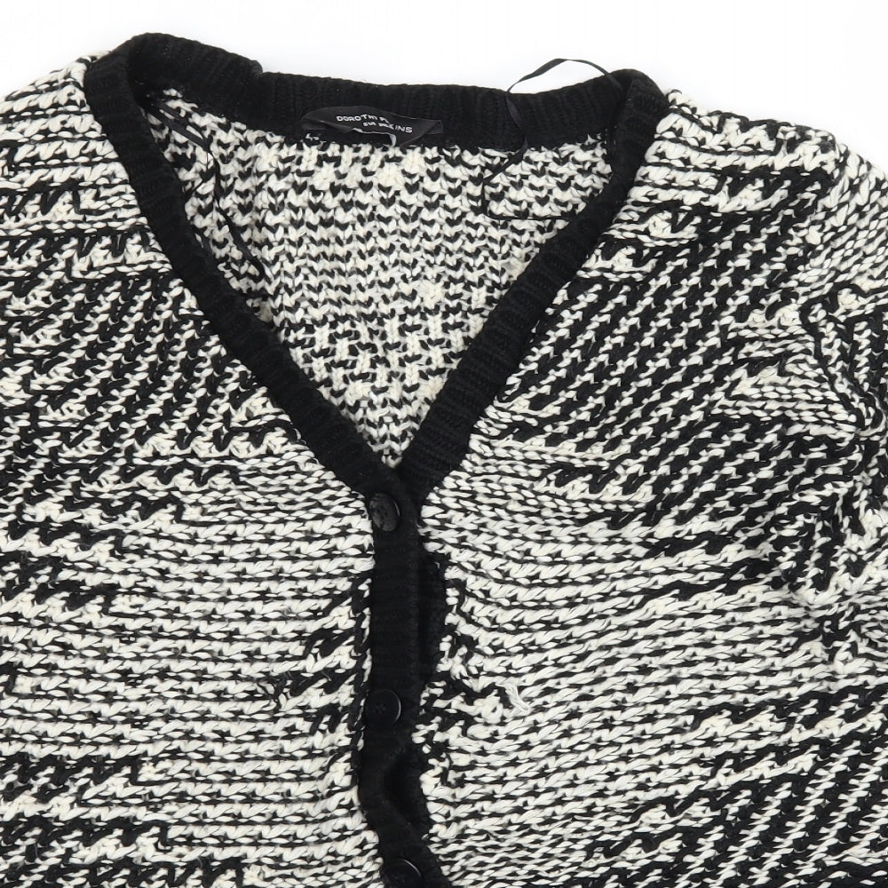 Dorothy Perkins Womens Black Geometric Knit Cardigan Jumper Size 6