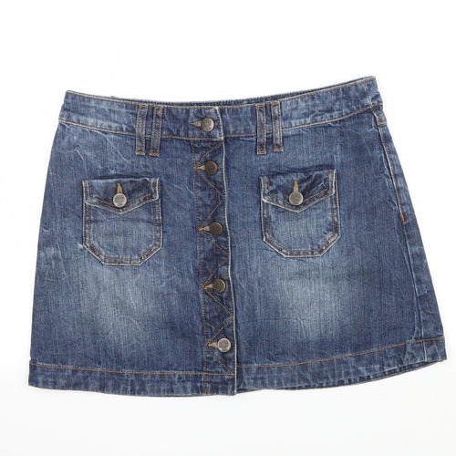 Mango Womens Blue  Denim A-Line Skirt Size 8