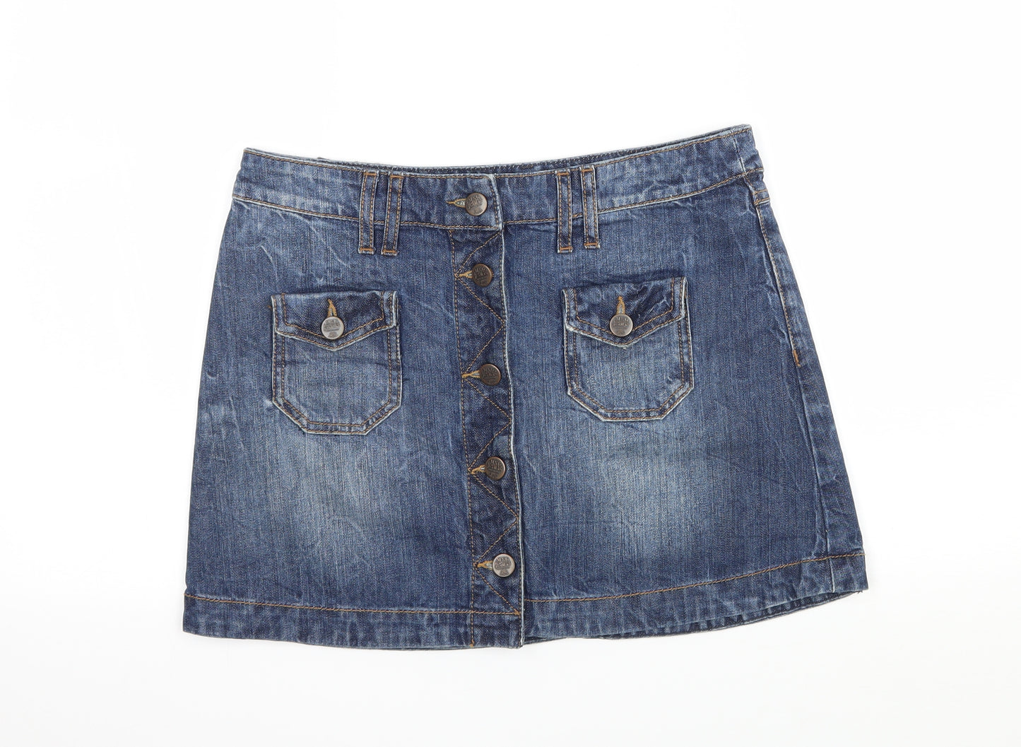 Mango Womens Blue  Denim A-Line Skirt Size 8