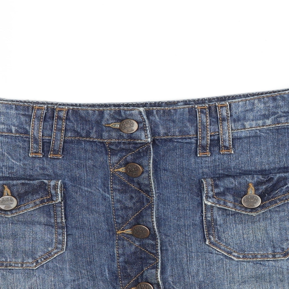 Mango Womens Blue  Denim A-Line Skirt Size 8