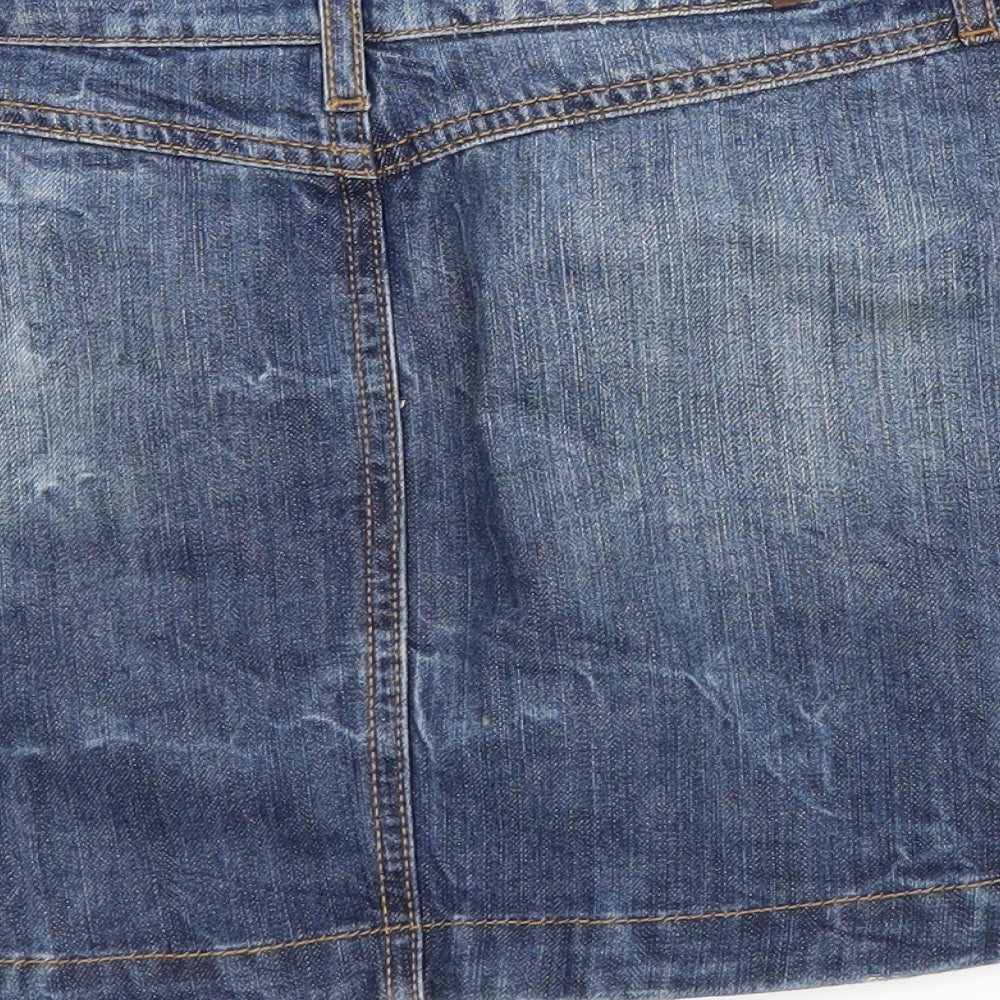 Mango Womens Blue  Denim A-Line Skirt Size 8