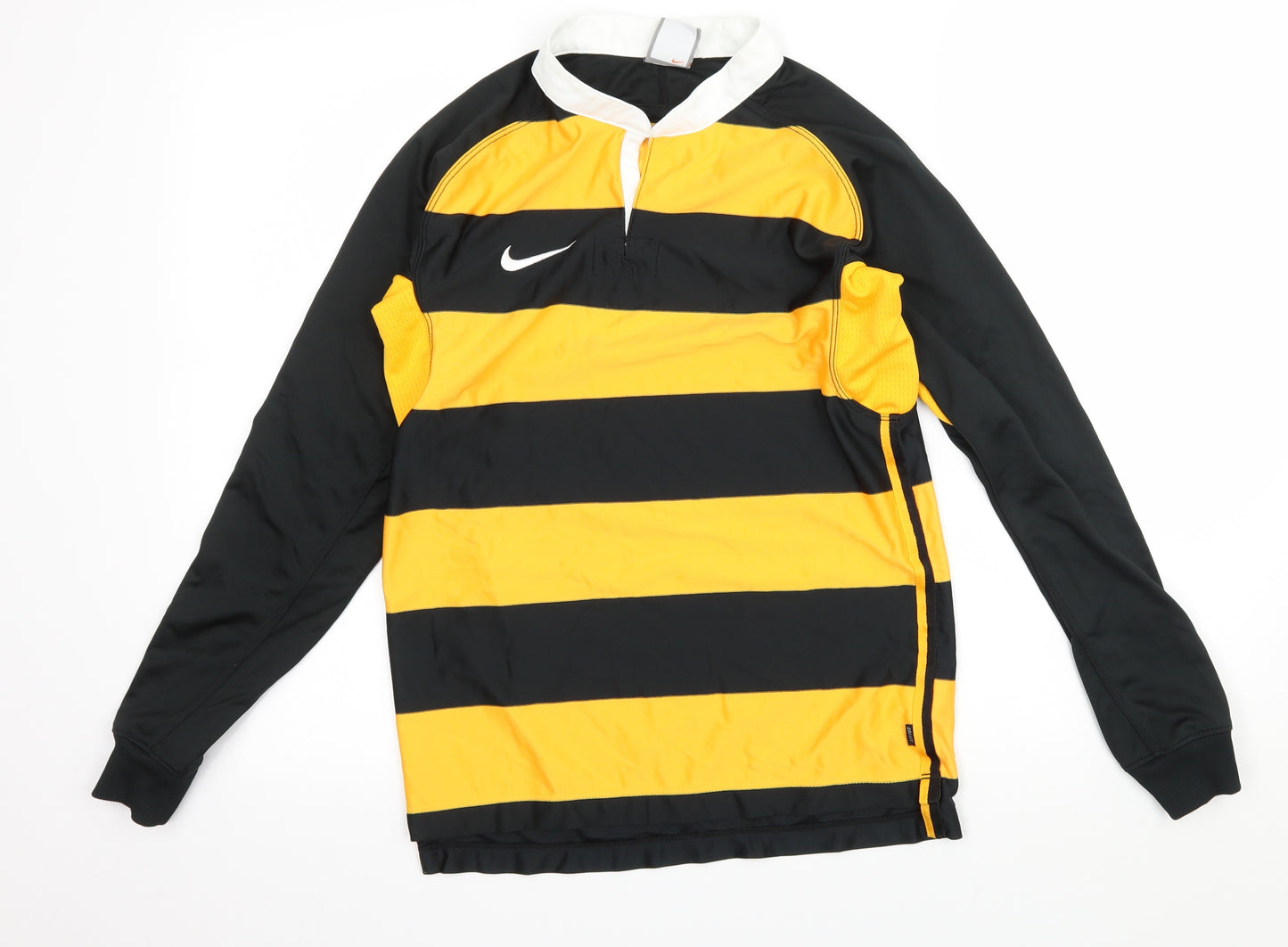 Nike Boys Yellow Striped Jersey Basic T-Shirt Size 12-13 Years