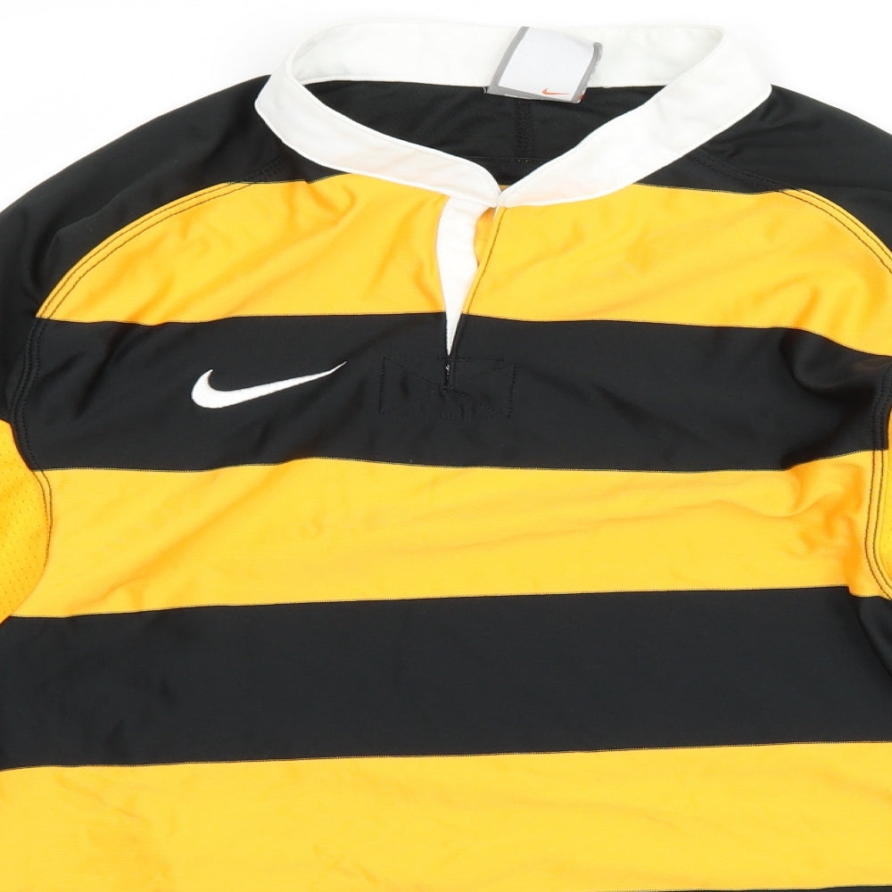 Nike Boys Yellow Striped Jersey Basic T-Shirt Size 12-13 Years