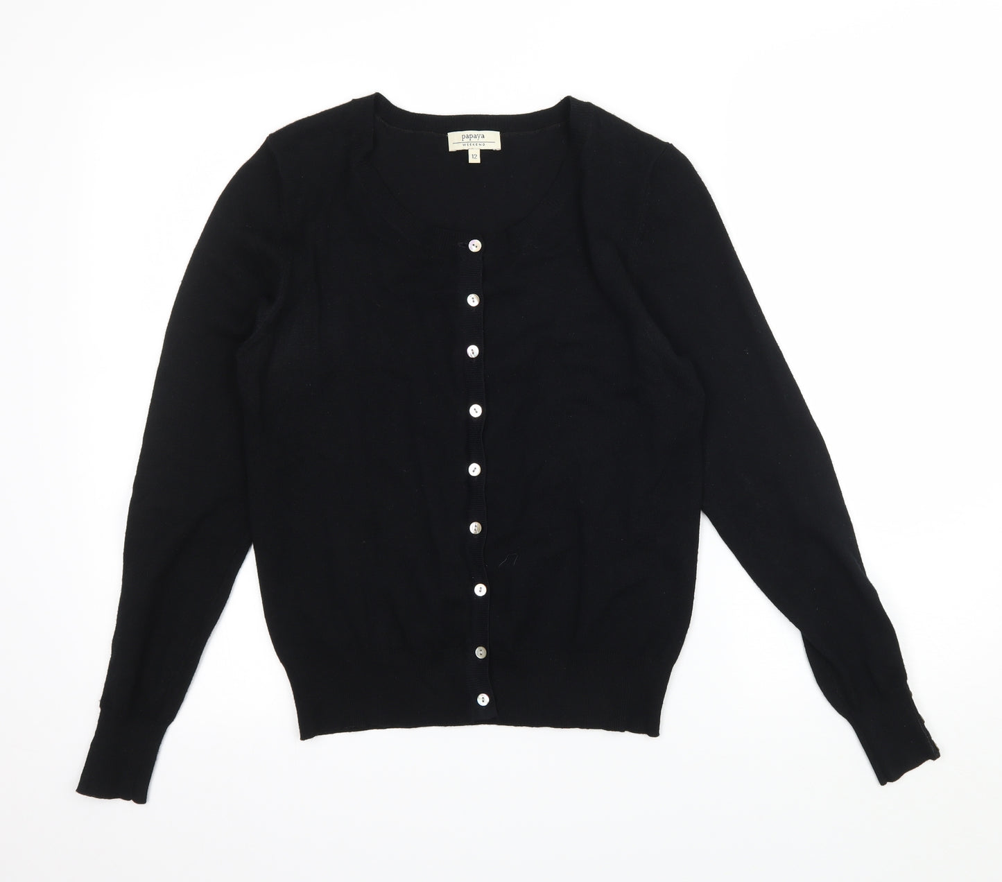 Papaya Womens Black  Knit Cardigan Jumper Size 12