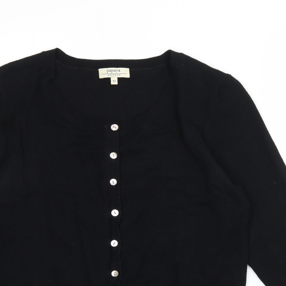 Papaya Womens Black  Knit Cardigan Jumper Size 12