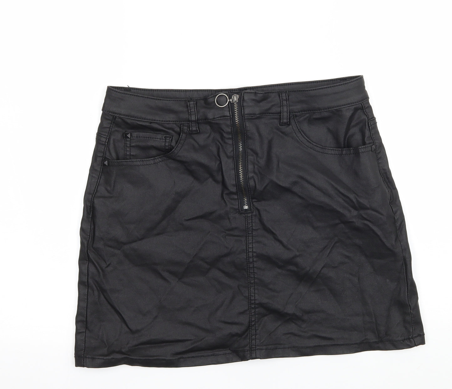 Denim & Co. Womens Black   A-Line Skirt Size 10