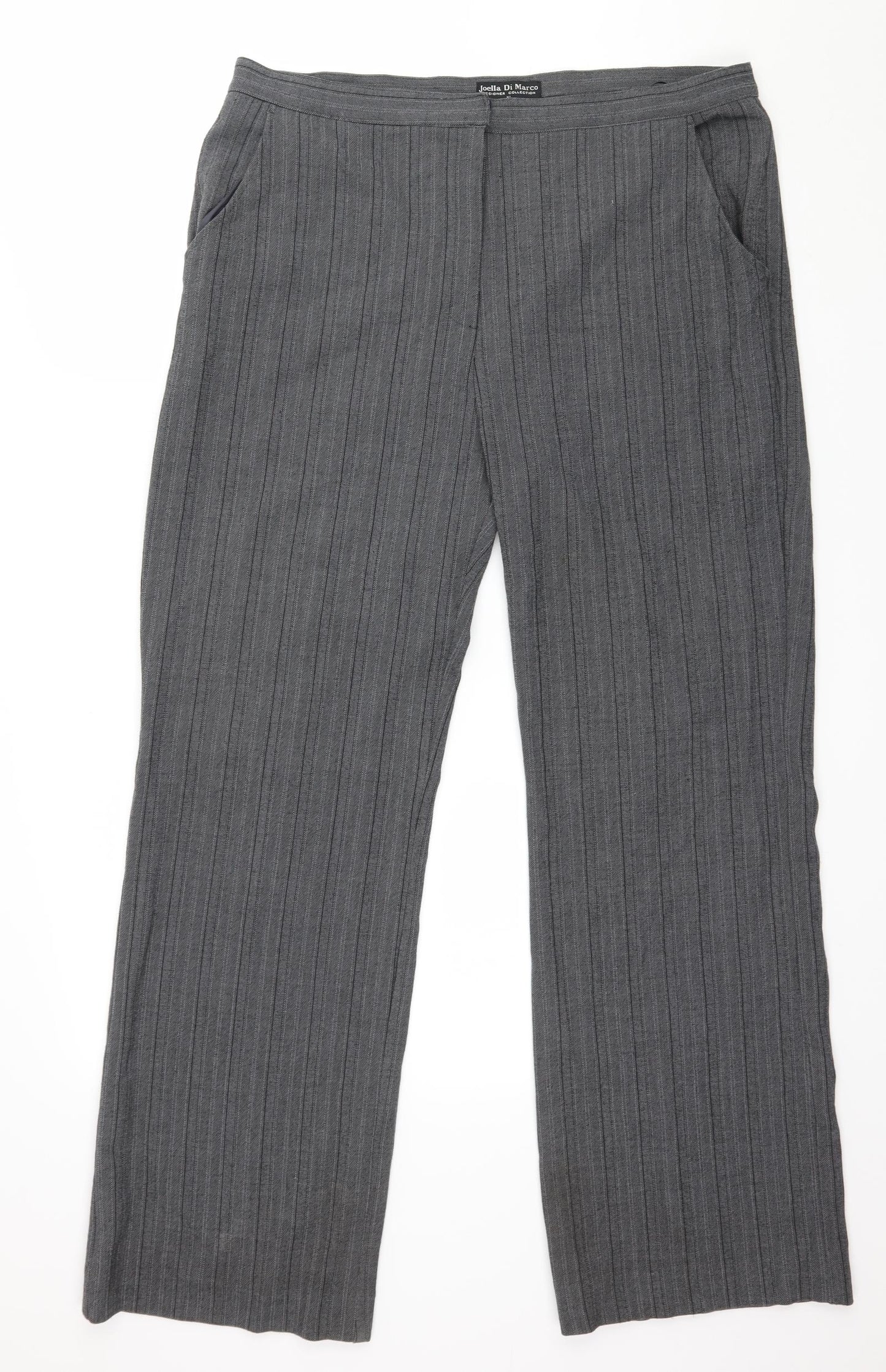 Joella Di Marco Womens Grey Striped  Trousers  Size XL L29 in