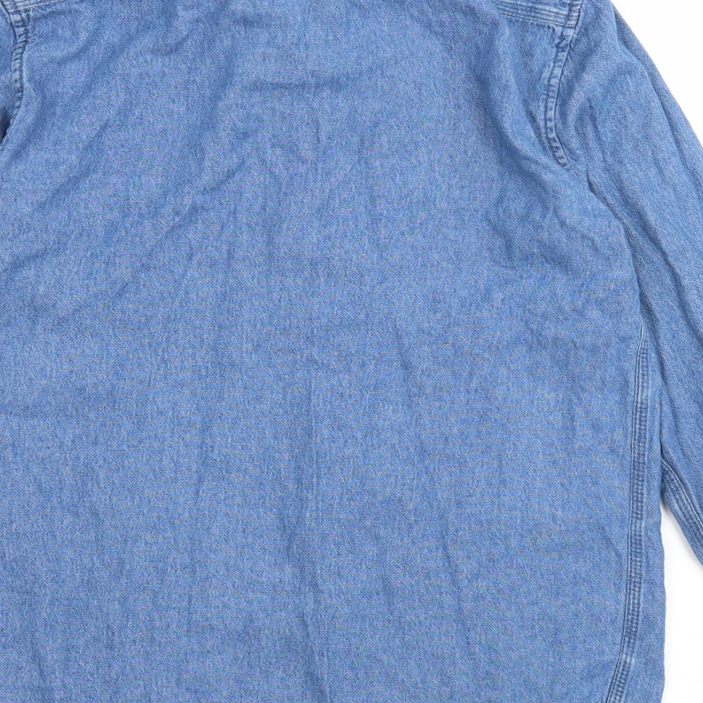 River Island Mens Blue  Denim  Button-Up Size M  - Badged