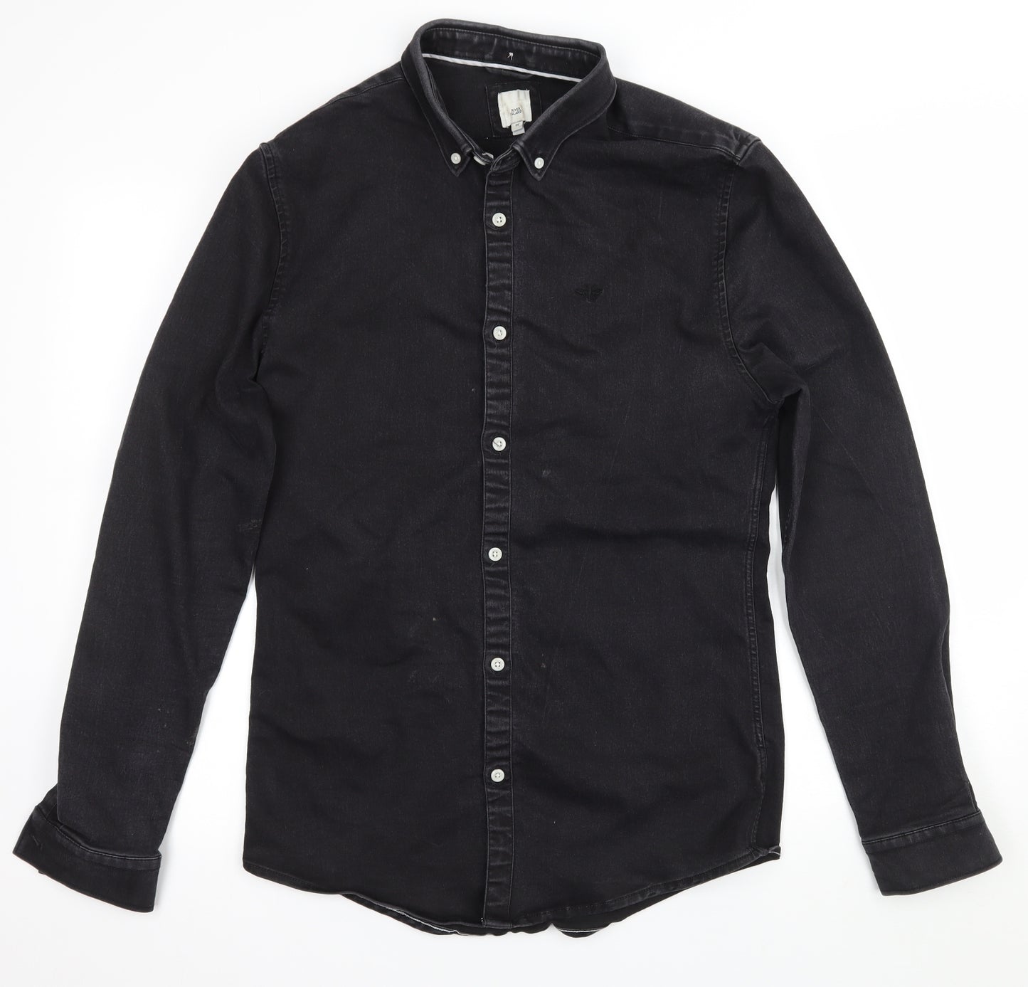 River Island Mens Grey  Denim  Button-Up Size M