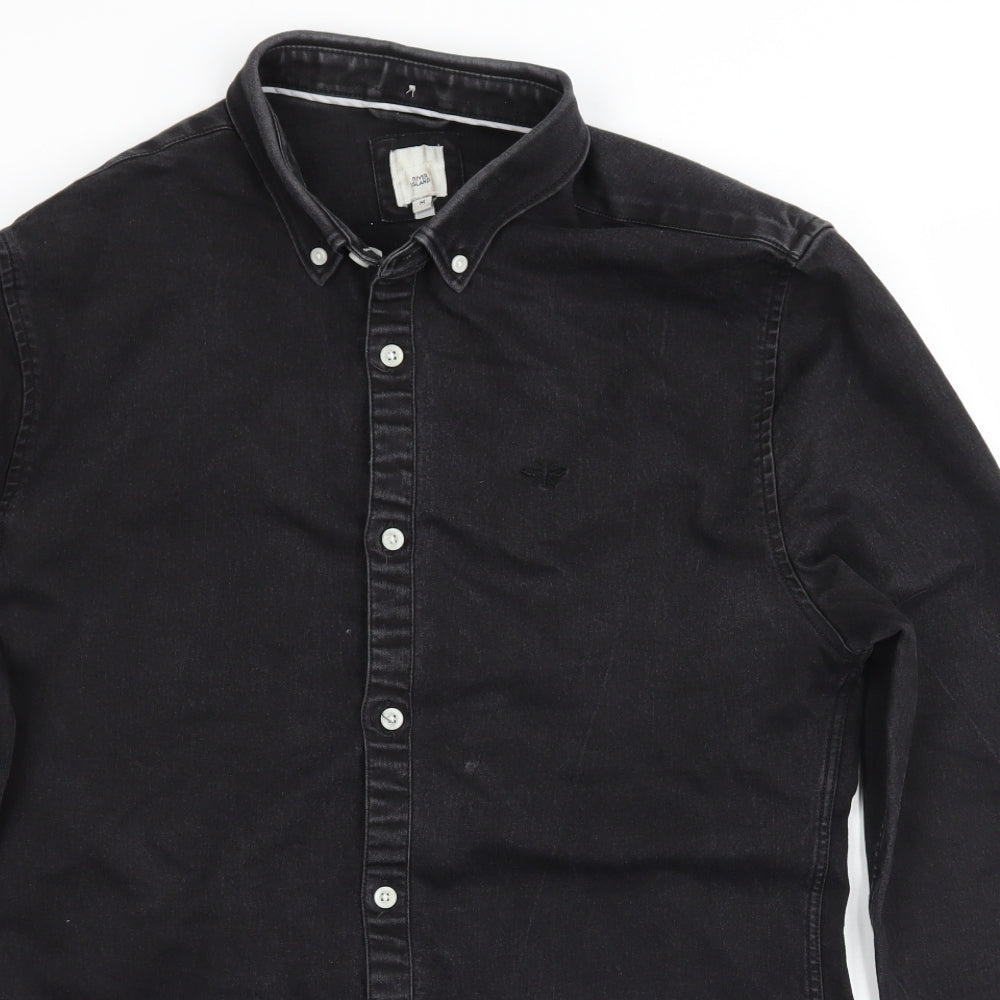 River Island Mens Grey  Denim  Button-Up Size M