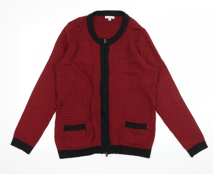 ANNE WEYBURN Womens Red Polka Dot Knit Cardigan Jumper Size 10