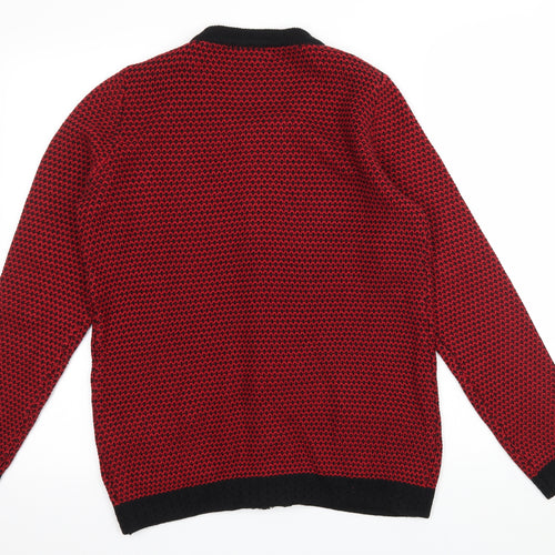 ANNE WEYBURN Womens Red Polka Dot Knit Cardigan Jumper Size 10