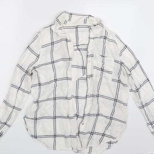 Preworn Womens White Check  Basic Button-Up One Size
