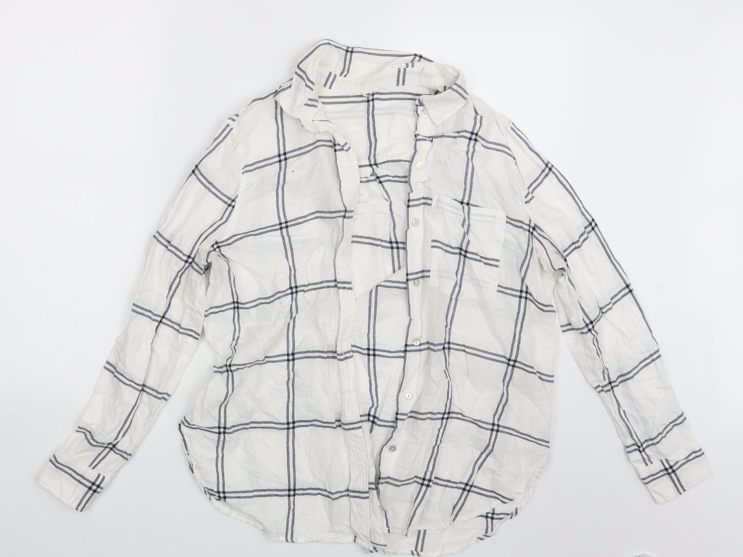 Preworn Womens White Check  Basic Button-Up One Size