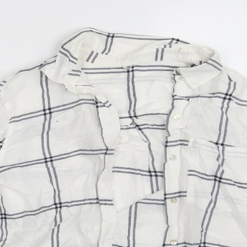 Preworn Womens White Check  Basic Button-Up One Size