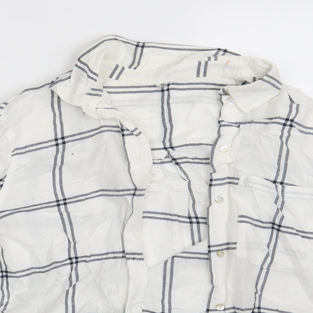 Preworn Womens White Check  Basic Button-Up One Size