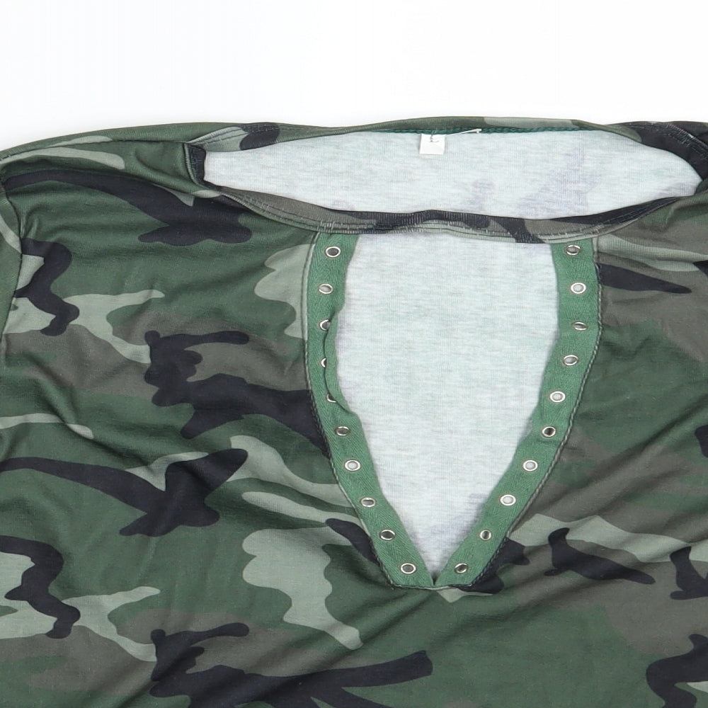 Preworn Womens Multicoloured Camouflage  Basic T-Shirt One Size