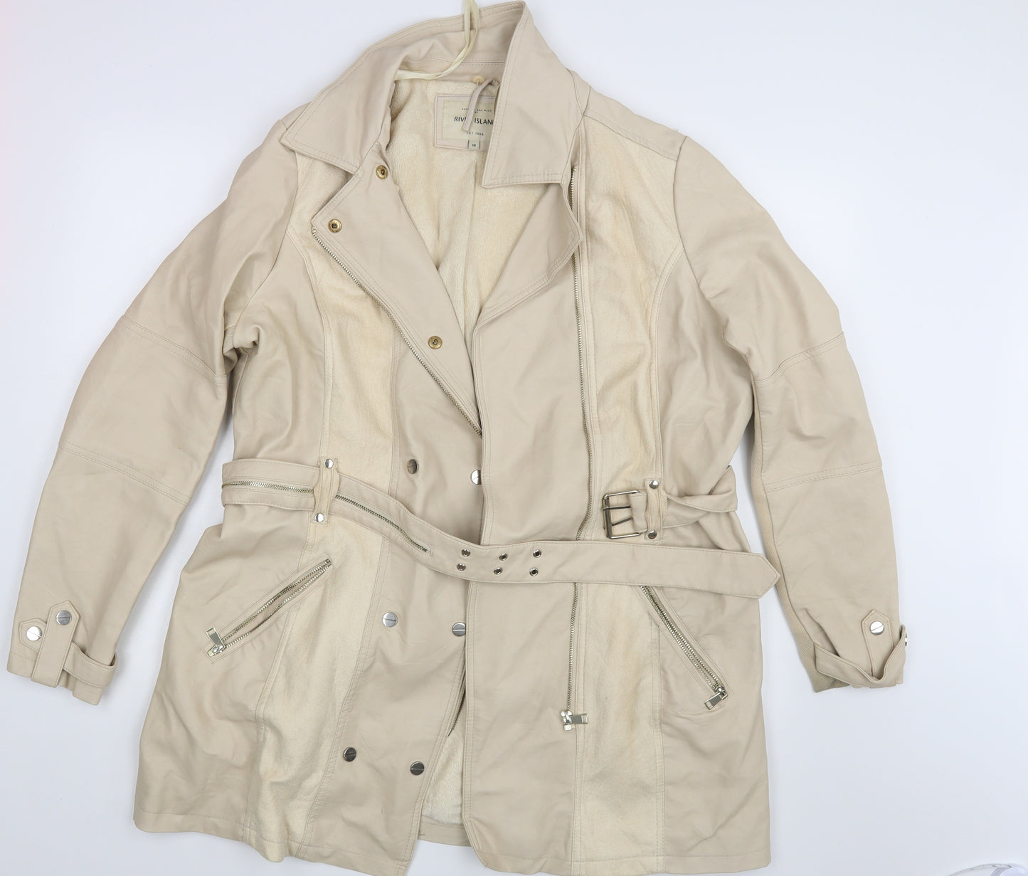 River Island Womens Beige   Overcoat Coat Size 18