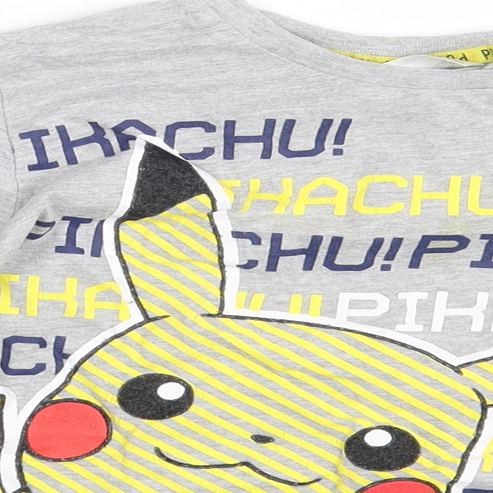 Pokemon Boys Grey   Pullover T-Shirt Size 8-9 Years  - Pikachu !