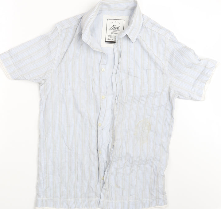 NEXT Mens Blue Striped Button-Up Size M