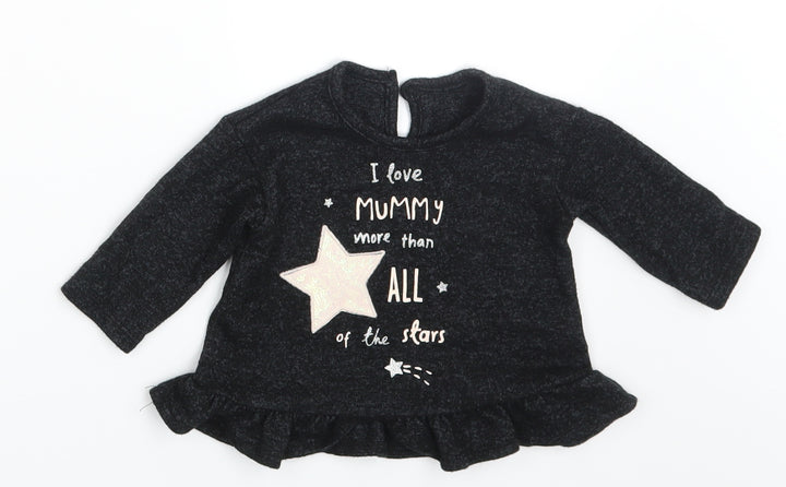 George Girls Grey Pullover Jumper Size 3-6 Months