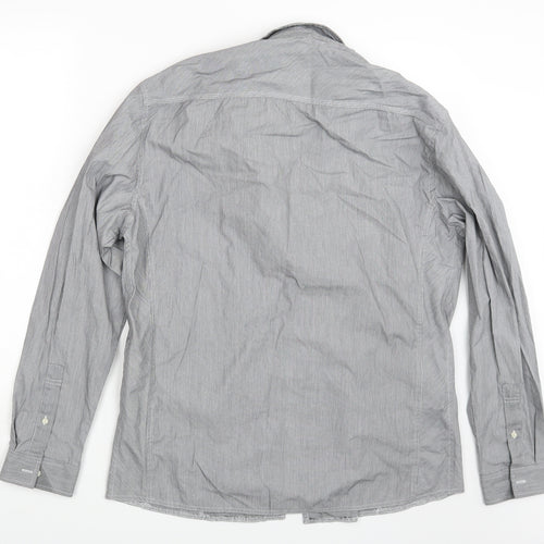 NEXT Mens Grey Striped   Button-Up Size L