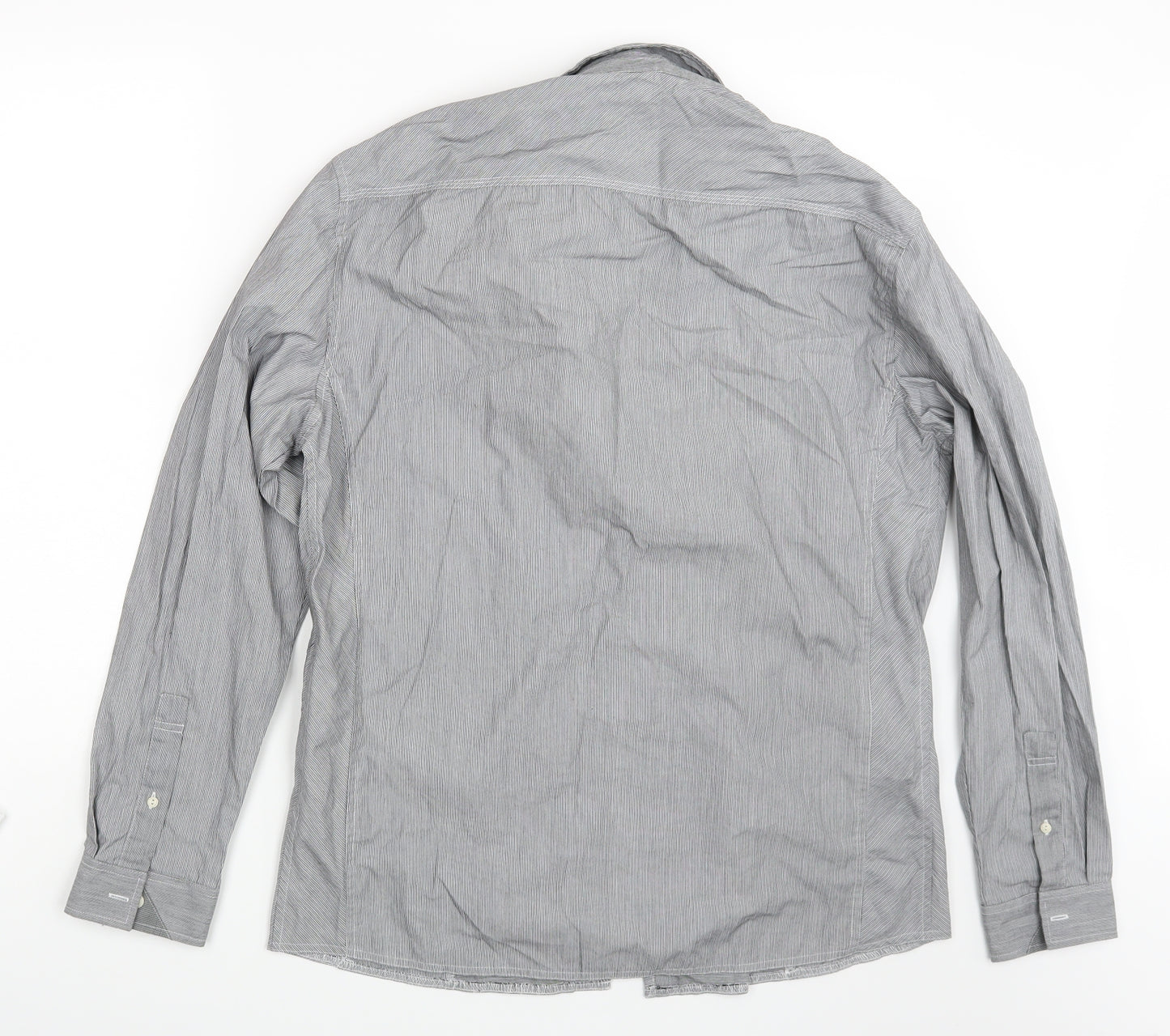NEXT Mens Grey Striped   Button-Up Size L