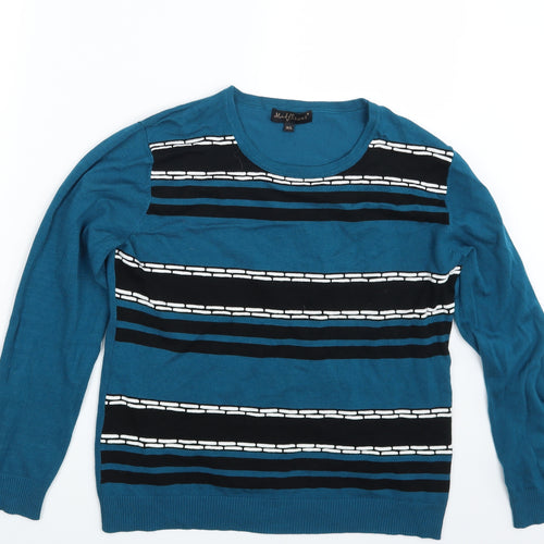Mindflower Mens Multicoloured Striped  Pullover Sweatshirt Size M