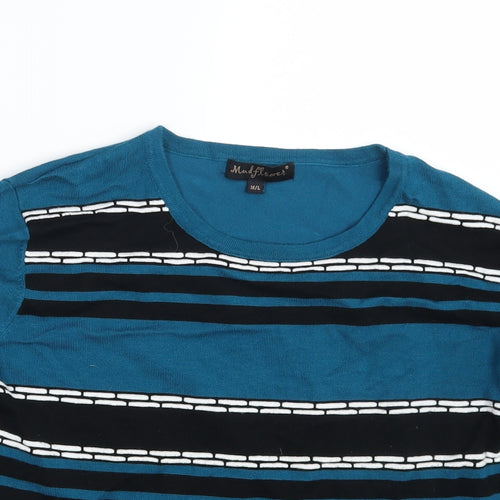 Mindflower Mens Multicoloured Striped  Pullover Sweatshirt Size M