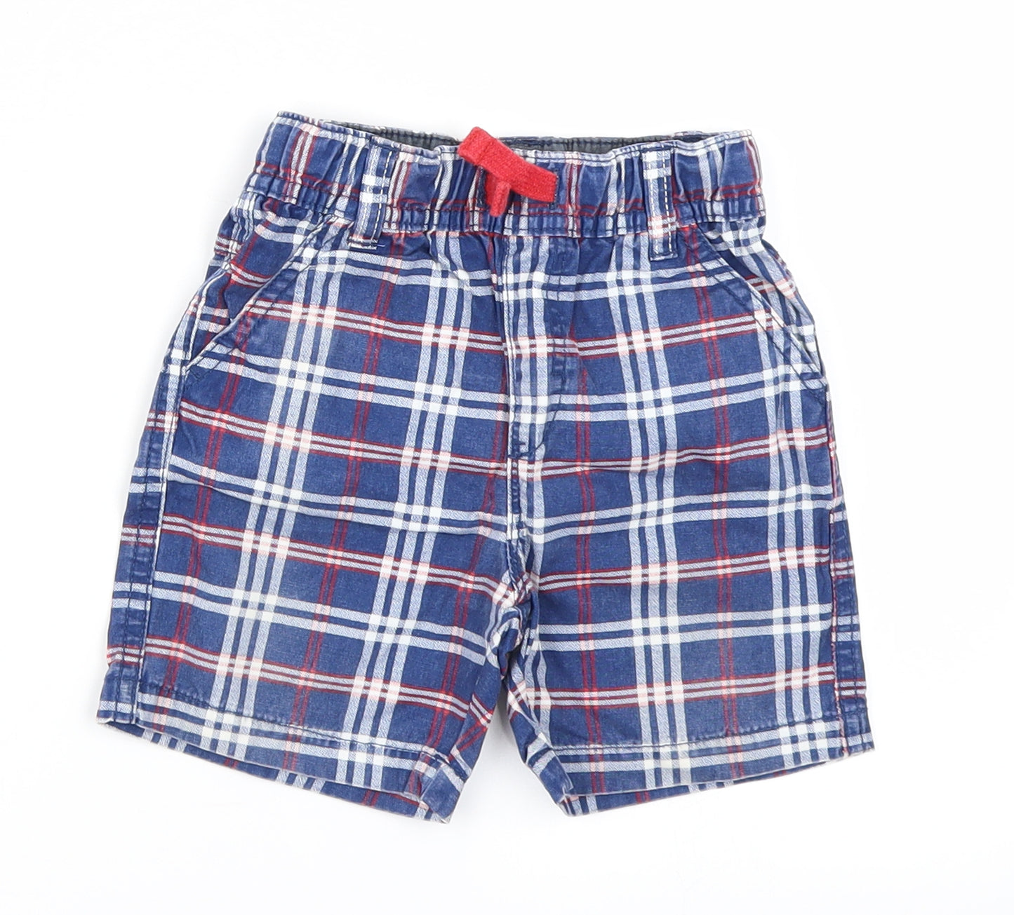 NEXT Boys Blue Plaid  Cargo Trousers Size 12-18 Months