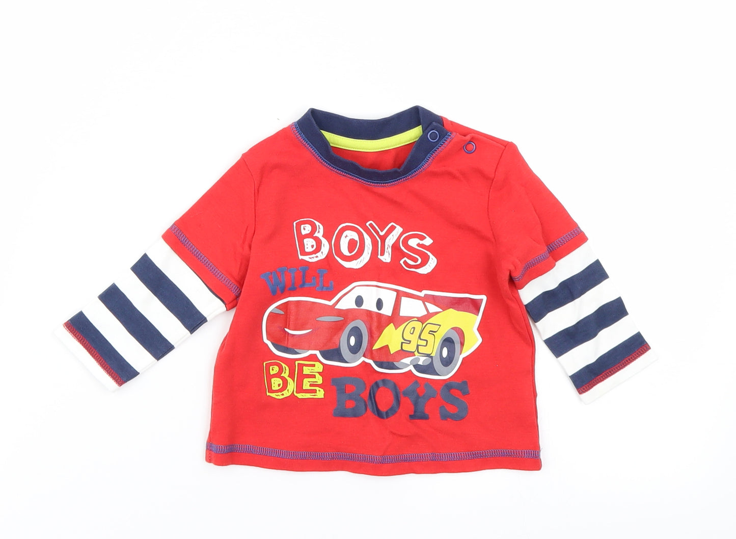 George Boys Red   Basic T-Shirt Size 0-3 Months  - Cars Disney