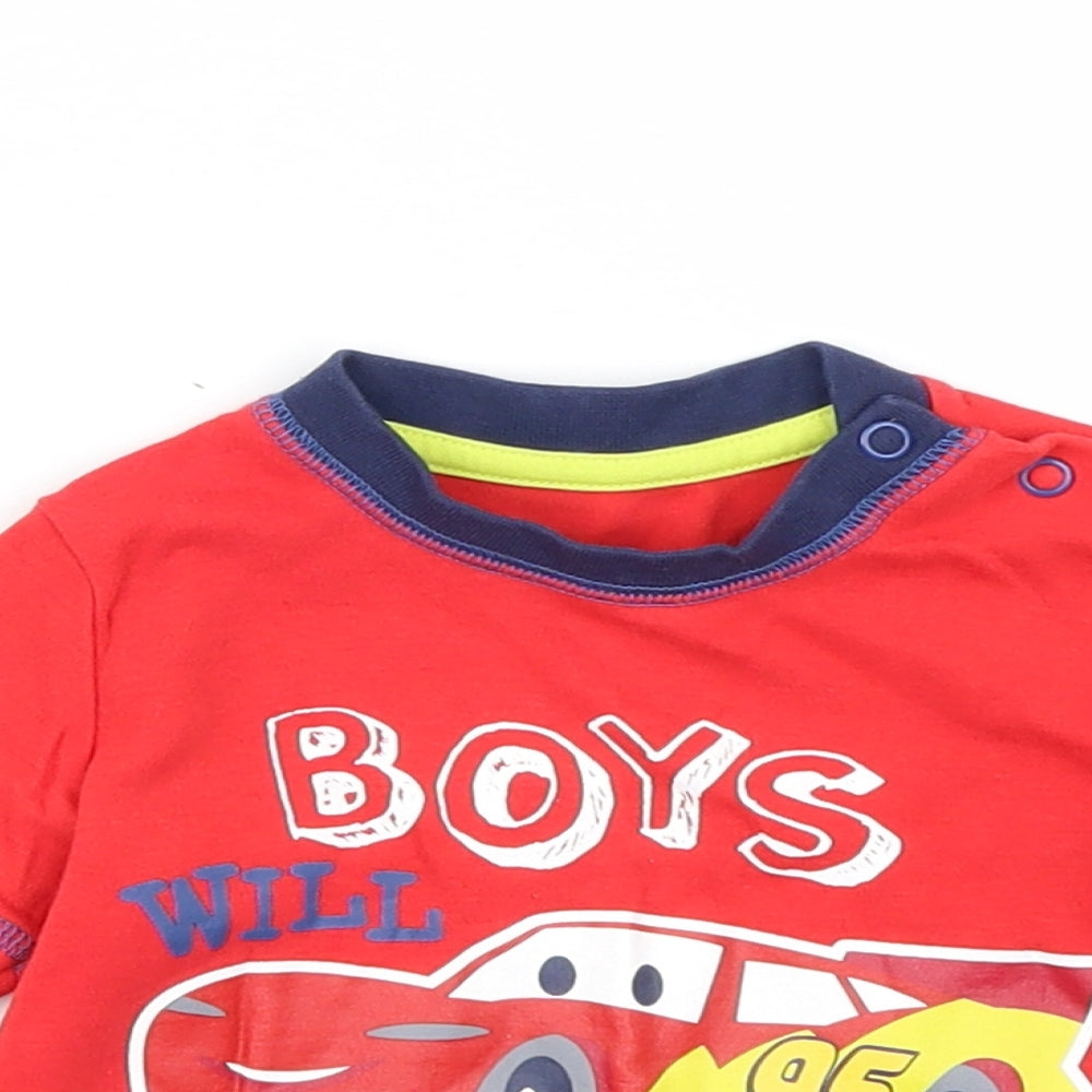 George Boys Red   Basic T-Shirt Size 0-3 Months  - Cars Disney