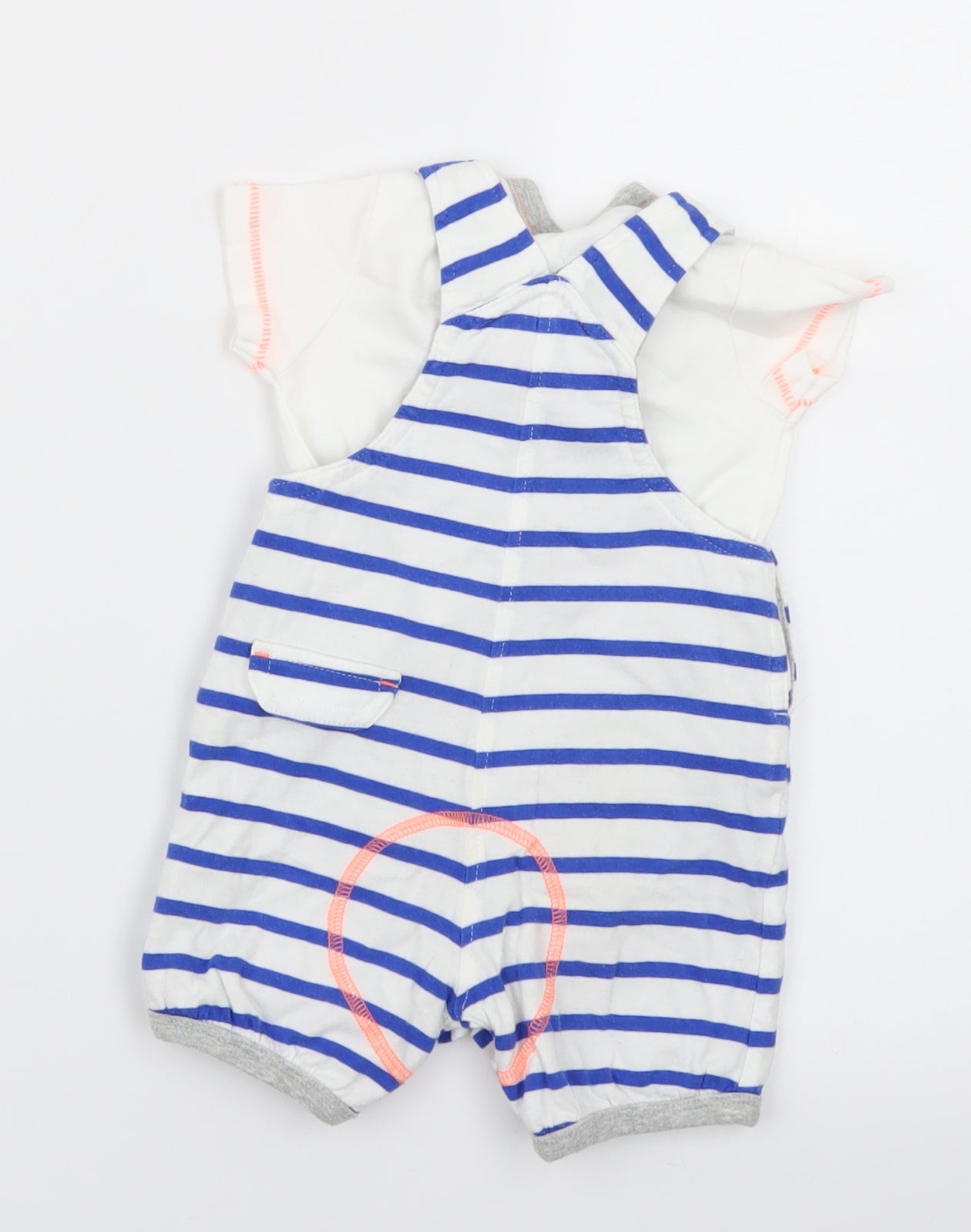 NEXT Boys Blue Striped  Dungaree One-Piece Size 0-3 Months  - crab print