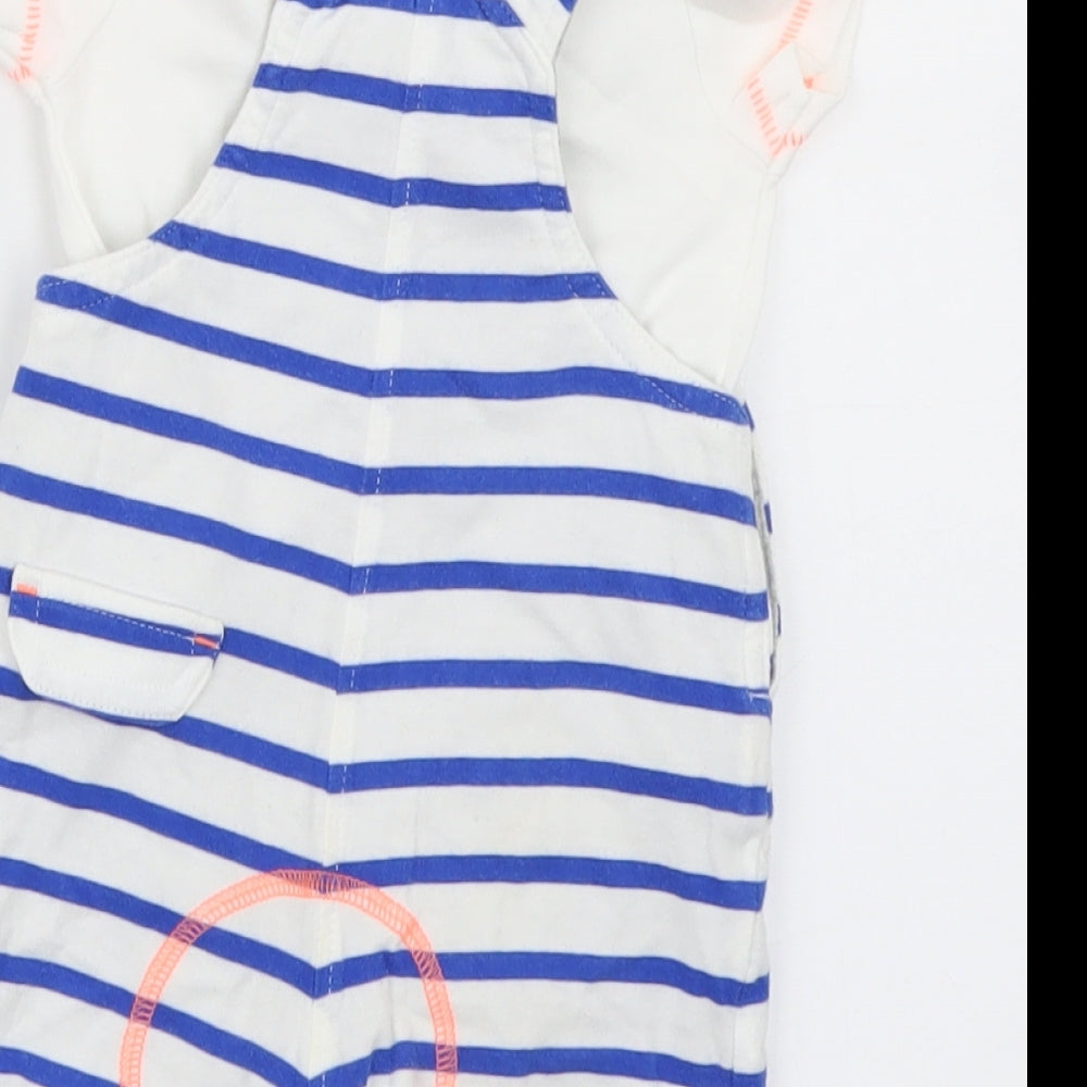 NEXT Boys Blue Striped  Dungaree One-Piece Size 0-3 Months  - crab print